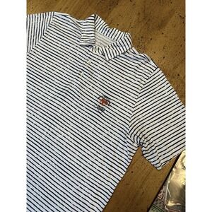 B. Draddy Vin Men's Polo Shirt Large Blue White Stripe Kiawah Ocean Course EUC